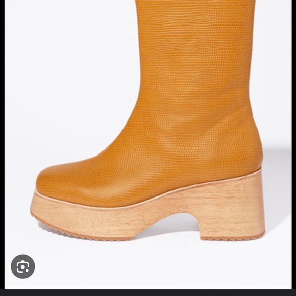 NEW! Stylish Mustard Yellow Platform Boots- 10 - Picture 3 of 3